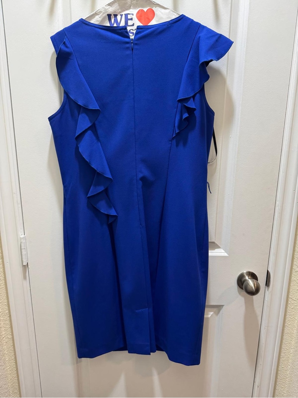 Calvin Klein Royal Blue Ruffle Sheath Dress